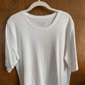 Chico's white short sleeve T shirt almost a sweater feel. size 2 (L)